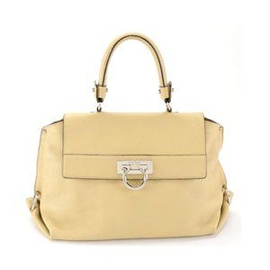 Salvatore Ferragamo Top-Handle Satchel in Grainy Calfskin with Shoulder Strap